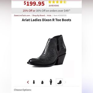 Ariat Ladies Dixon R Toe Boots - Black - Size 10